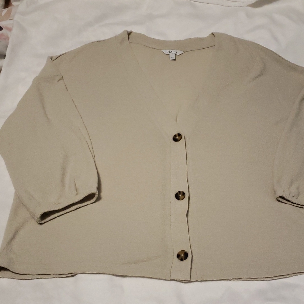 Reitmans Beige Button-Up Cardigan